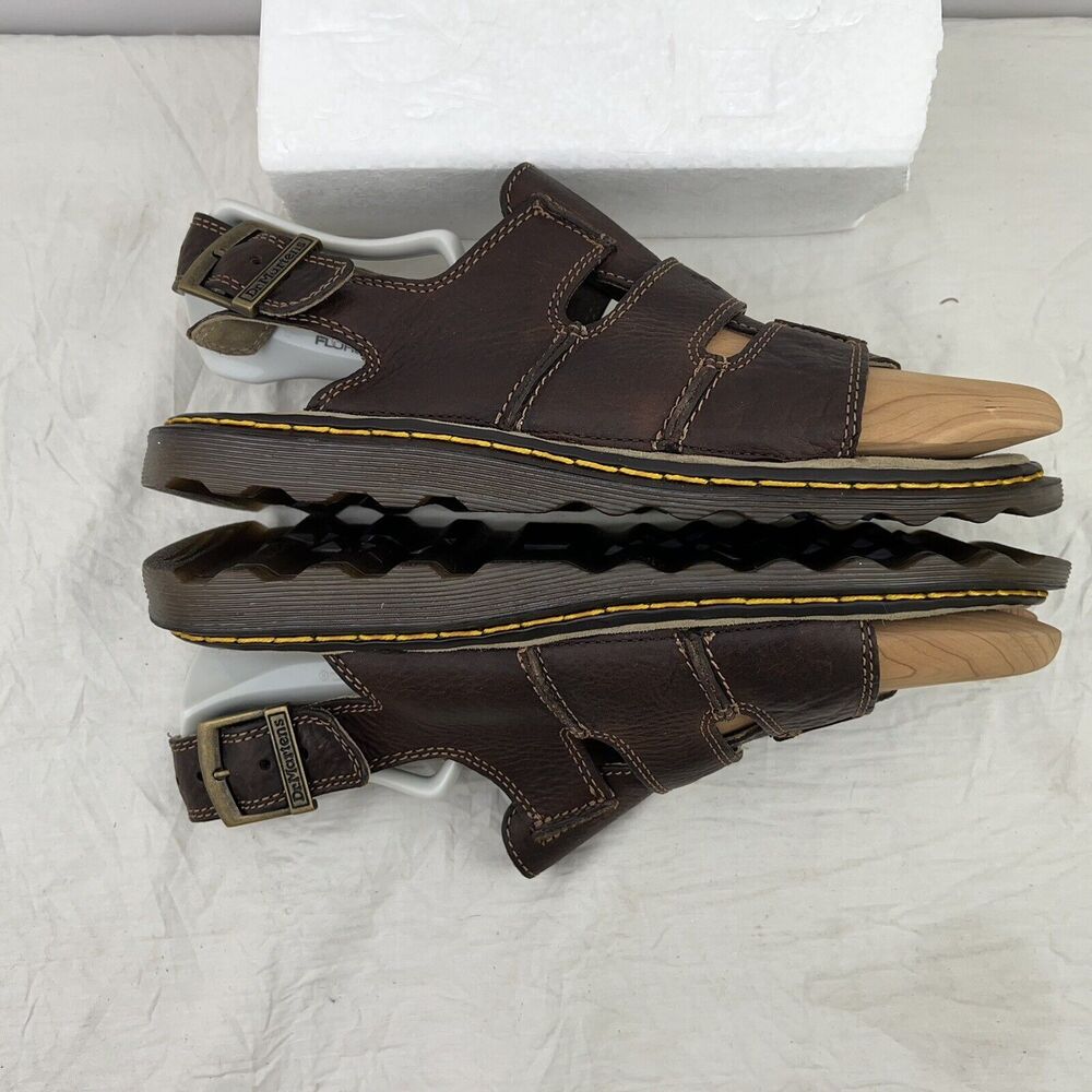 Dr. Martens Men Sz 11 Vtg Y2K Brown AirWare Chunky Fisherman Leather Sandals EUC - Picture 8 of 12